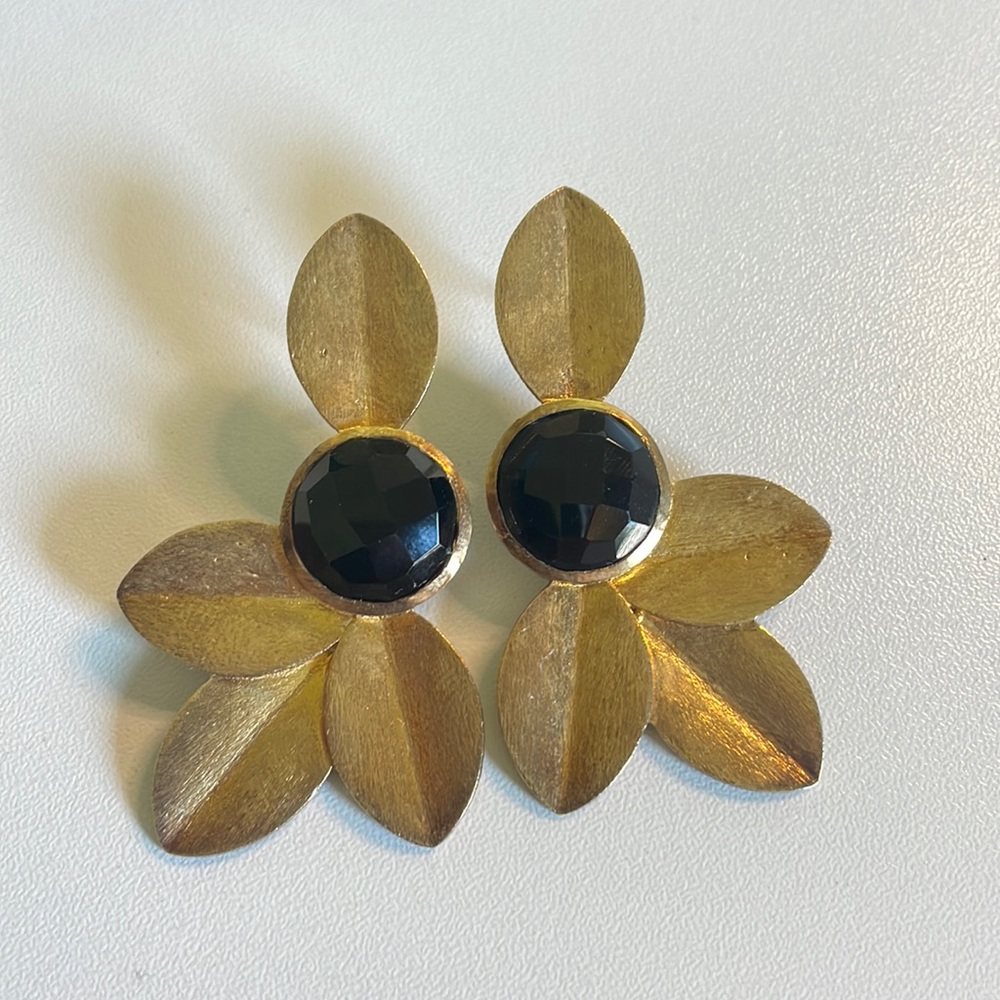 Hunter Blake THE BLACK AND GOLD FLOWER Earrings